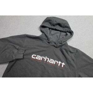 Carhartt Sweatshirt Mens Large Gray Pullover Rain Defender Hoodie Fleece Logo